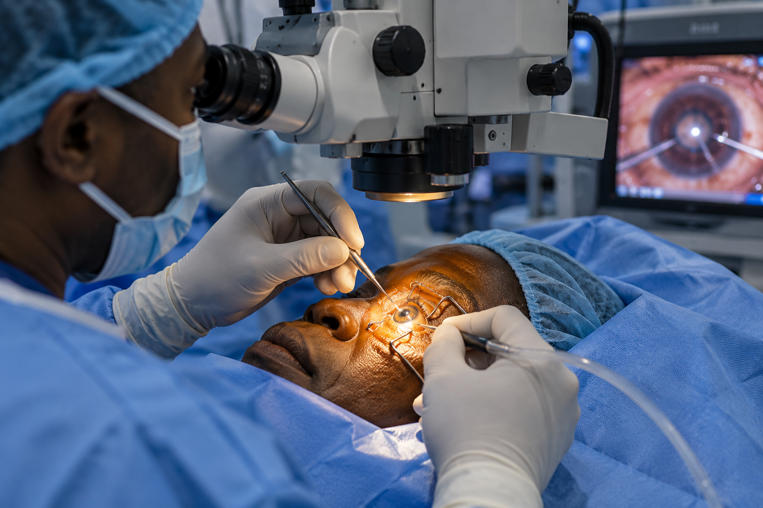 Eye undergoing a medical procedure